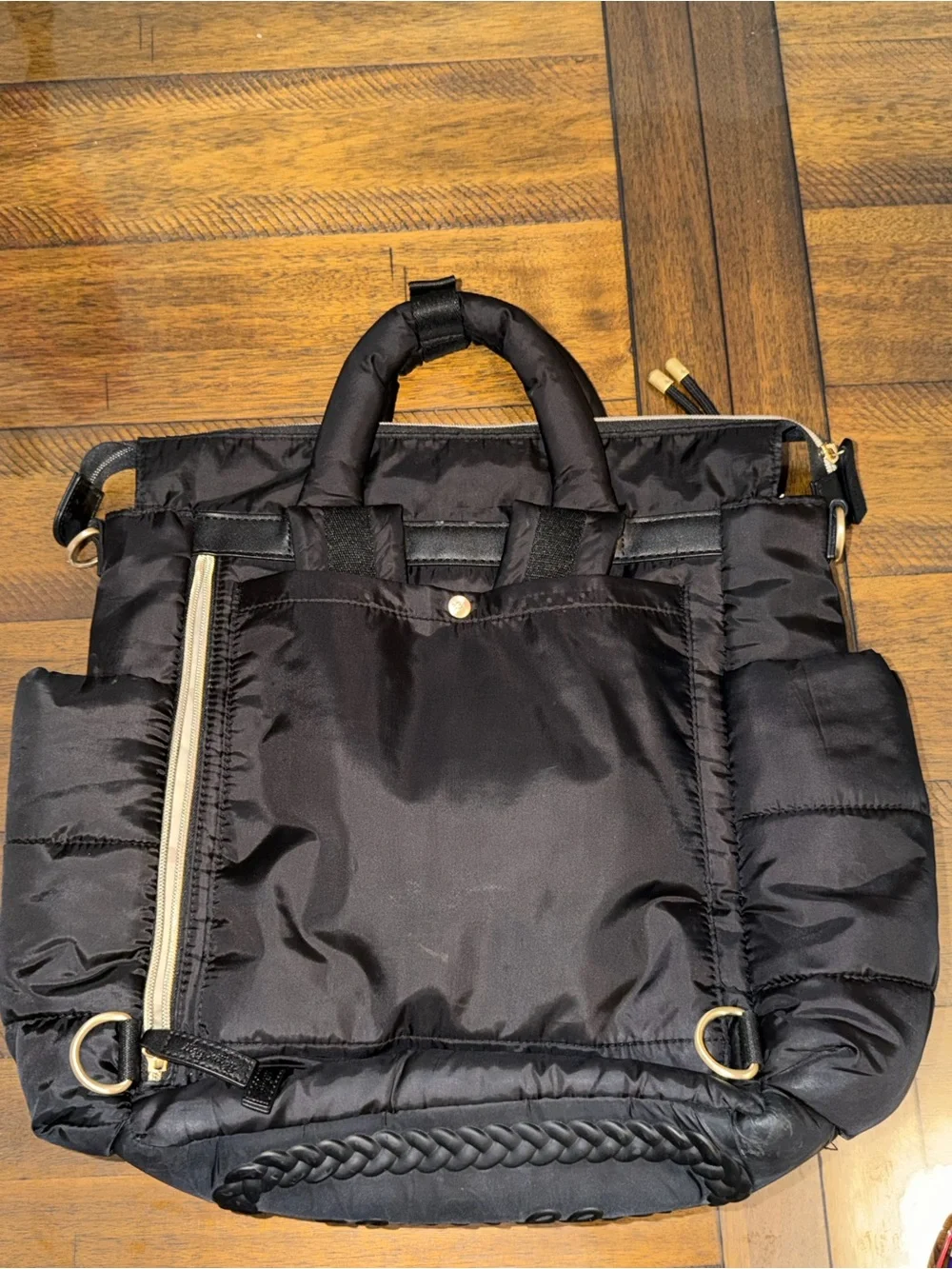 Itzy Ritzy Black Quilted Convertible Backpack Tote